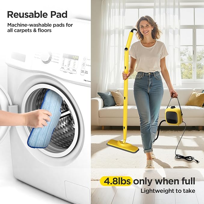 All-in-1 Steam Cleaner with 25 PSI High-Pressure Boiler, 21-Piece Accessory Kit, Portable Handheld & Floor Steamer for Tiles, Grout, Furniture and Car, Chemical-Free Deep Cleaning,3 Colors Selection