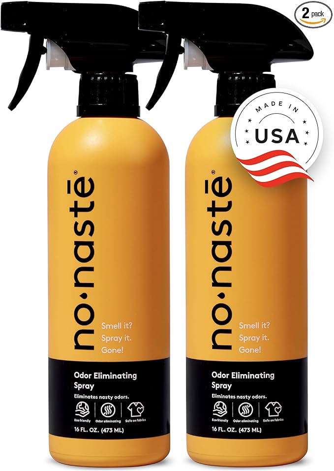 Nonaste Odor Eliminating Spray for Shoes, Gym Bags, Sports Gear & Yoga (16 Oz, Pack of 2) | Long-Lasting Fabric Refresher with Enzymes | Shoe Deodorizer & Gym Bag Deodorizer, Fabric-Safe