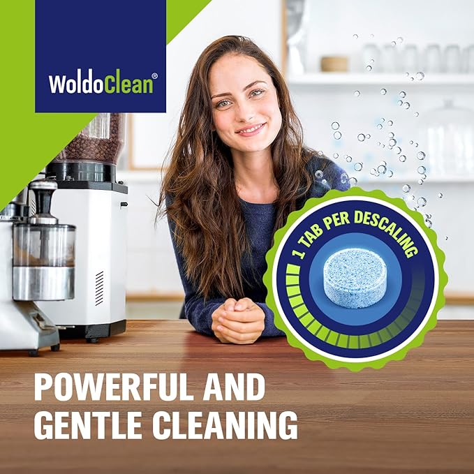 WoldoClean Coffee Machine Cleaner & Descaler Tablets (15 Count) - Universal Descaling Tabs Compatible with Nespresso, Keurig, Ninja, Breville & Drip Coffee Makers, Removes Limescale & Mineral Buildup
