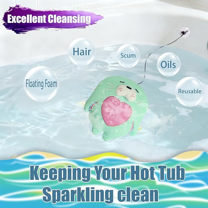 Hot Tub Scum Absorber, Sea Lion Hot Tub Cleaner Hot Tub Accessories Hot Tub Sponge for Scum Reusable Spa & Pool Cleaner Hot Tub Oil Absorbing Scum Absorber Keeps Water Clean