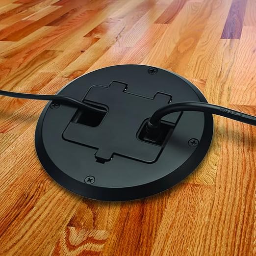 RACO Floor Box Kit 6239ACBK Black 15A/125V Duplex Receptacle Outlet with USB Ports, Single Gang Electrical Box for Wood Sub-Floor with 3.1A/5V Type A and C USB Outlet Receptacles for Home Improvement
