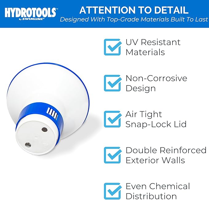 HYDROTOOLS BY SWIMLINE 8715 Mini Chemical Dispenser For Spas and Personal Pools| Compatible With Bromine & Chlorine Supports 1’’ Tablets | Adjustable Control Ring For Customizable Flow Rate