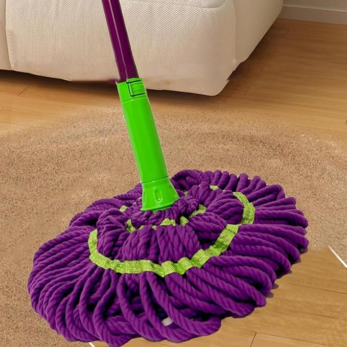 Twist Mop - Absorbent Cleaner for Floors | Easy Wring Telescopic Mop for Bedroom, Kitchen, School, Marble, Concrete, Hardwood, Commercial Spaces, Garage, Restaurant, and Bathroom
