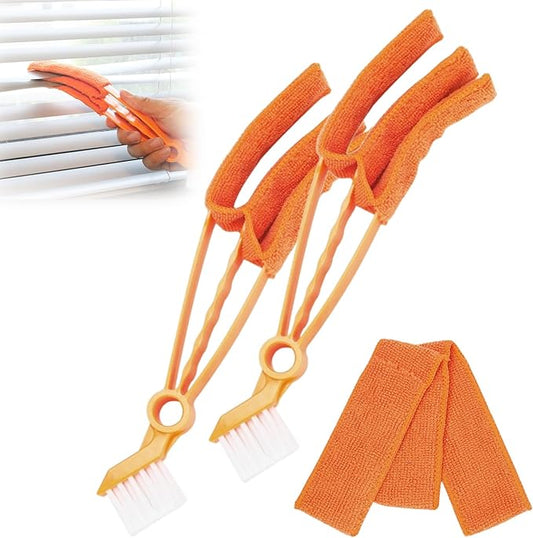 Removable Window Blind Cleaner, 2026 New Duster Brush with Microfiber Sleeves, Blind Cleaner Tools for Blinds Air Conditioner Keyboard Fan Dust (Orange, 2PCS)