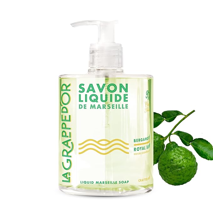 La Grappe d'Or Royal Bergamot Marseille Hand Soap with Essential Oils | Handmade in France from Moisturizing Organic Olive & Coconut Oil | Natural, Cruelty-Free & Vegan, 16.90 oz Liquid