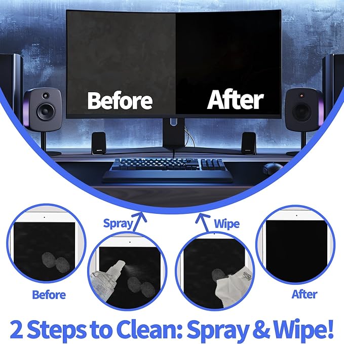 2 Pcs Car Screen Cleaner Accessories, Hatstart Electronic Touch Screens Cleaning Kit for LCD Display TV Laptop Computer Tablet PC Flat Screens, Works with iPhone iPad MacBook Pro, Blue