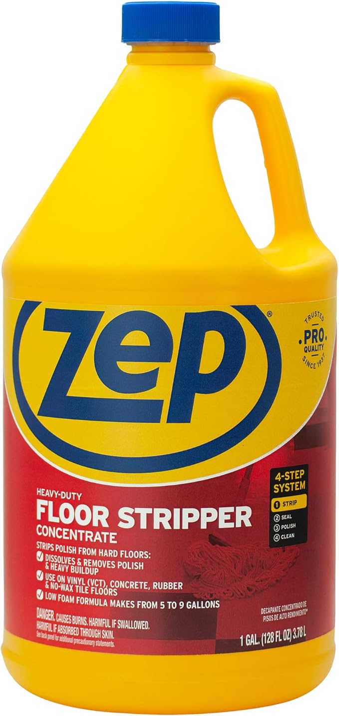 Zep Heavy-Duty Floor Stripper Ammonia Free Concentrate - 1 Gallon (Case of 2) ECZULFFS1282 - Low-Foaming Formula Removes Finish, Polish, and Heavy Buildup on Flooring