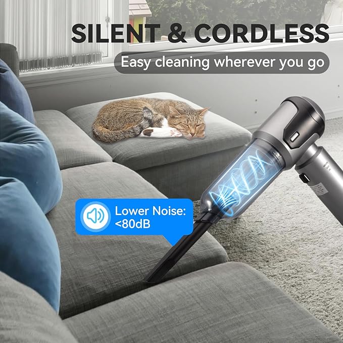Handheld Vacuum Cleaner, 22000Pa Powerful Car Vacuum Cleaner Cordless, Lightweight Mini Vacuum Air Duster, Rechargeable Portable Vacuum for Car, Home, Kitchen