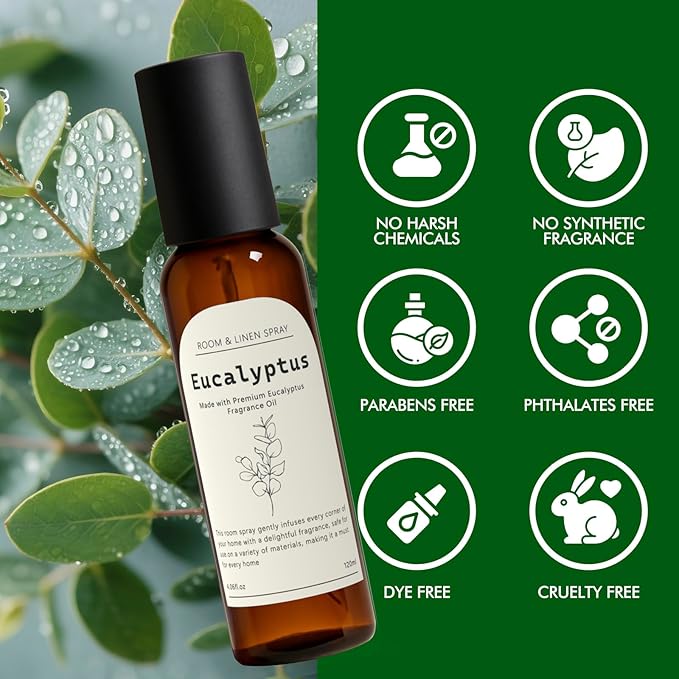 Eucalyptus Fragrance Room Spray, Long Lasting Air Fresheners for Home, Room Air Freshener & Odor Eliminator, 2 x 4.06 fl oz