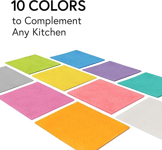 Swedish Wholesale Swedish DishCloths for Kitchen- 10 Pack Reusable Paper Towels Washable - Eco Friendly Cellulose Sponge Microfiber Dish Cloths - Kitchen Essentials - Red