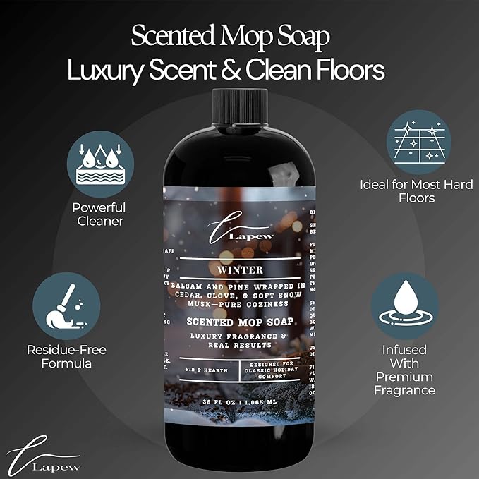 Luxury Floor Cleaner, Scented Mop Soap Concentrate | Hard Floor Cleaner for Tile, Vinyl, Laminate, LVP & Sealed Hardwood | Low-Foam, Streak-Free | 36 oz | Winter