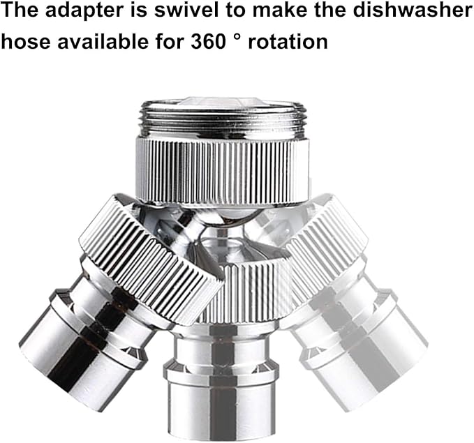 Dishwasher Faucet Adapter, Brass Dishwasher Snap Adapter, 55/64-27 Thread with Small Diameter Nipple, Chrome Plated