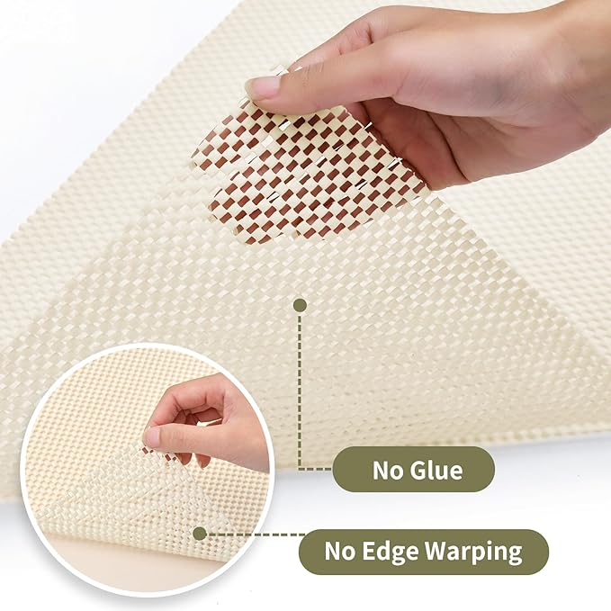 Shelf Drawer Liners for Kitchen Cabinets Non Adhesive Drawer Liner Thickened Refrigerator Liner White Quatrefoil Strong Non-Slip Paper for Tool Box, 17 x 236 Inches