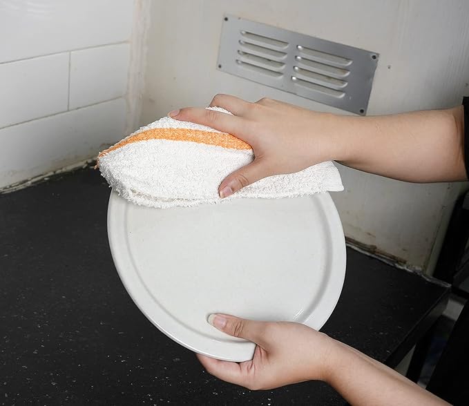 Bar Mops Gold Stripe Pack of 36 Kitchen Towels 16x19 Multi-Purpose for Home, Restaurant and Cleaning White Absorbent Washcloth Dishcloths Sets, Reusable Dish, Cloths Rags