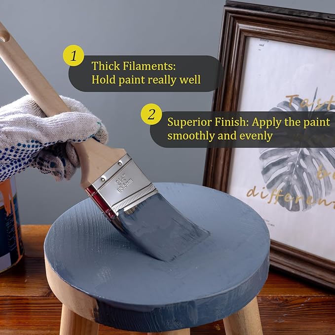 Mister Rui Paint Brush Set, 4 Pack Angle Brushes Professional Trim, Cabinet & Wall Paint Brushes for Oil, Latex, Synthetic Bristles, No Shedding