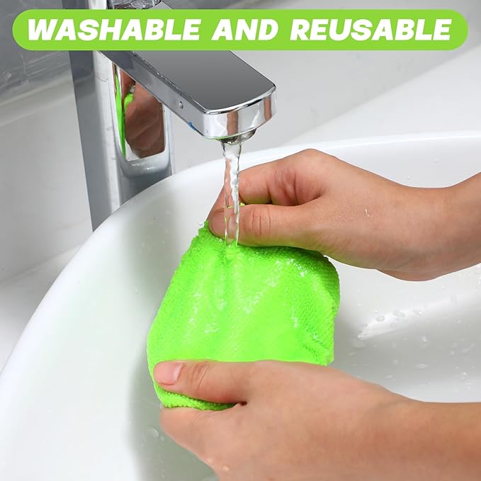 8 Pcs Car Windshield Cleaner Tool Kit with Extendable Handle, Microfiber Towel Pads, Brush, Empty Spray Bottle for Auto Glass Wiper Suvs Rvs & Home Windows (Green)