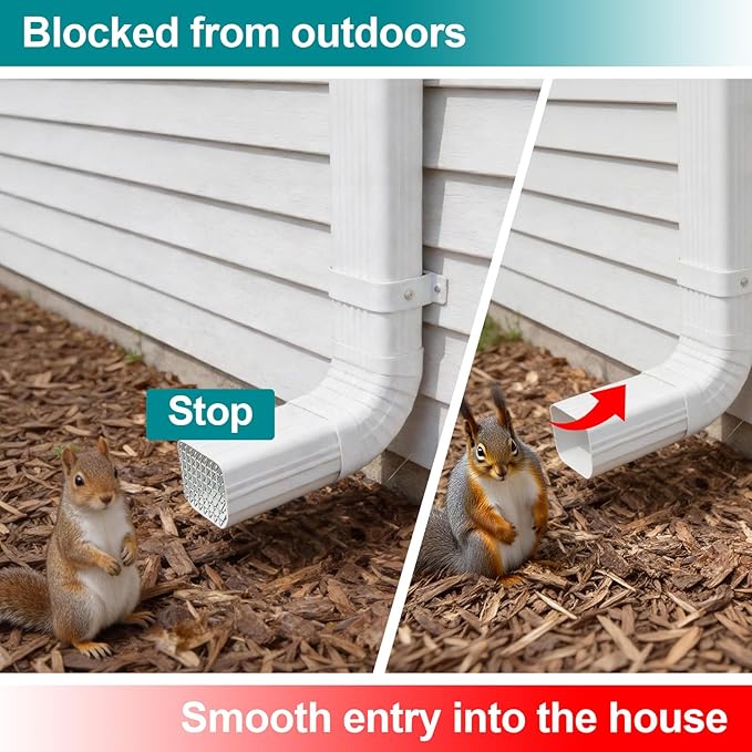 Gutter Guard 304 Stainless Steel Adjustable Downspout Filter - 4.7" L ×3.5" W ×4.7" H, Gutter Downspout Extensions Fits 3" x 4" Pipe, Flexible Opening for Leaves Debris & Outlet Filter Protection