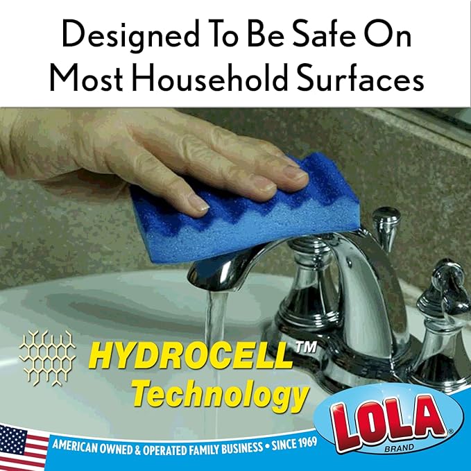 LOLA All Purpose Scrub Sponge, 12 Pack, Made in USA Scrub Sponge- Superior Technology, Non-Scratch, Long Lasting - Dishes, Mugs, Non-Stick Cookware