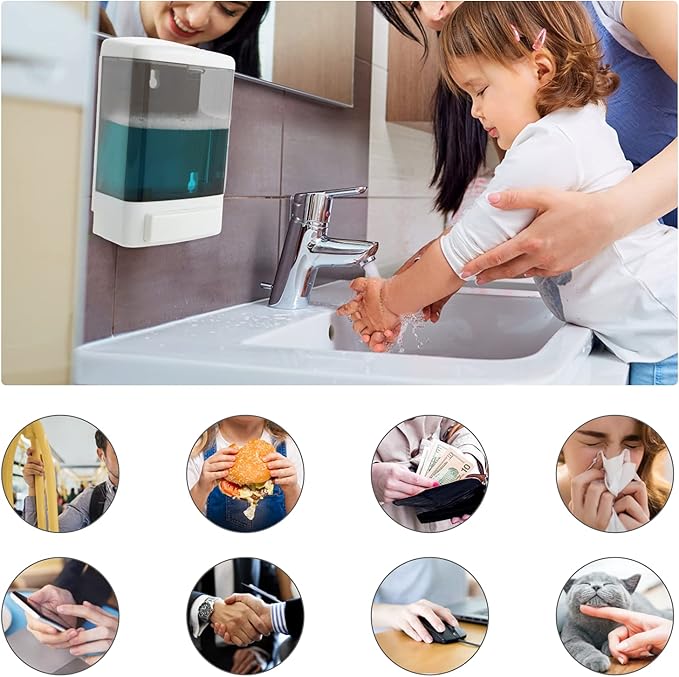 Manual Soap Dispenser 33oz Wall Mount Commercial Hand Soap Dispenser for Bathroom, Kitchen, Refillable Shampoo & Conditioner Dispenser for Liquid Gel