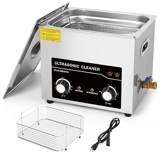 Commercial Ultrasonic Cleaner with Knob, 10L Professional Ultrasonic Cleaner, 40kHz with Heater and Timer for Tools, Jewelry, Watches, Glasses, Dentures, and Small Metal Parts