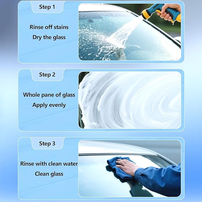 Glass Oil Film Cleaner for Car, Glass Cleaner Windshield Cleaner Tool for Automotive Windshield, Window, Mirror, Improve Windshield Clarity and Visibility for Safe Driving (2Pcs)