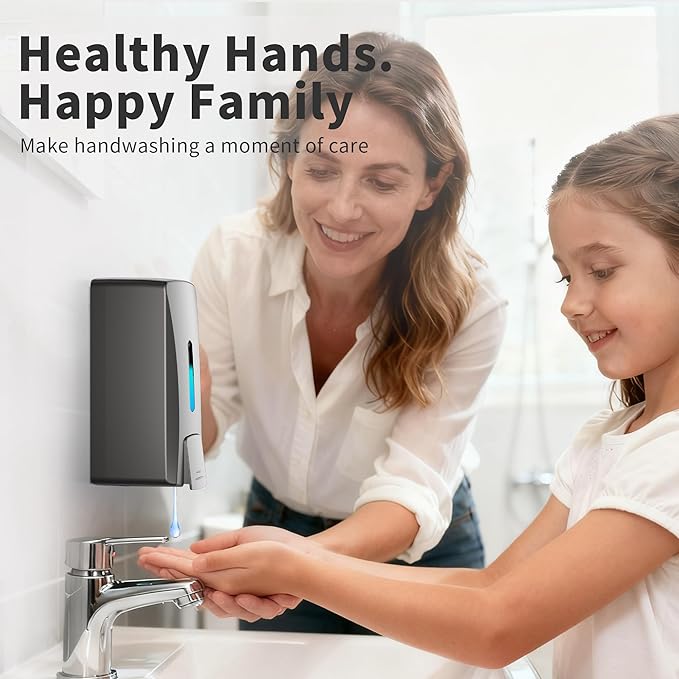Commercial Soap Dispenser 33.8oz Wall Mount Hand Soap Dispenser for Kitchen & Bathroom with Visible Window & Funnel No-Drip Pump for Liquid Soap Shampoo Sanitizer-Drill or Adhesive Mount