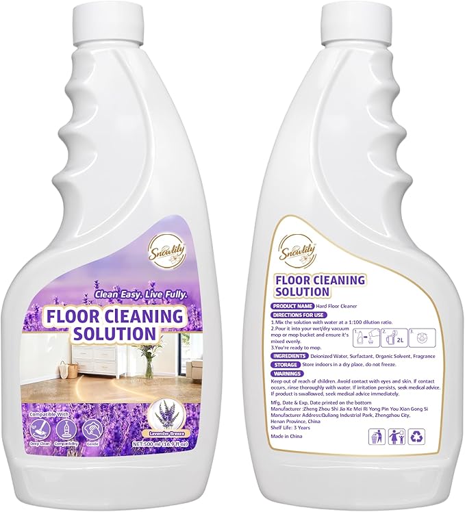 2 Pack Floor Cleaner Solution for Hardwood & Tile Floors, Compatible with Roborock, Eufy, Dreame, iRobot Roomba Robot Vaccum and Mop & Wet Dry Vacuum Cleaners, 1:100 Dilution Ratio (Lavender Breeze)