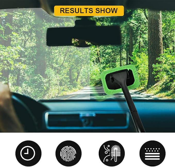 Microfiber Cleaning Cloth for Windshield Cleaning Tool, Windshield Cleanner Wand Replaceable Glass Cleaning Bonnets, Interior Auto Window Cleaner Washing Pads, Fit 5”, Green, 5 Pack