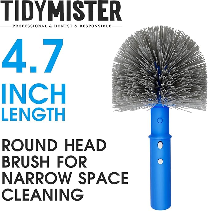 Small Pool Brush Head for Cleaning Narrow Corners Steps, Stiff Wavy Bristles Round Brush Scrubber for Above Ground & Inground Pools, Cobweb Brush