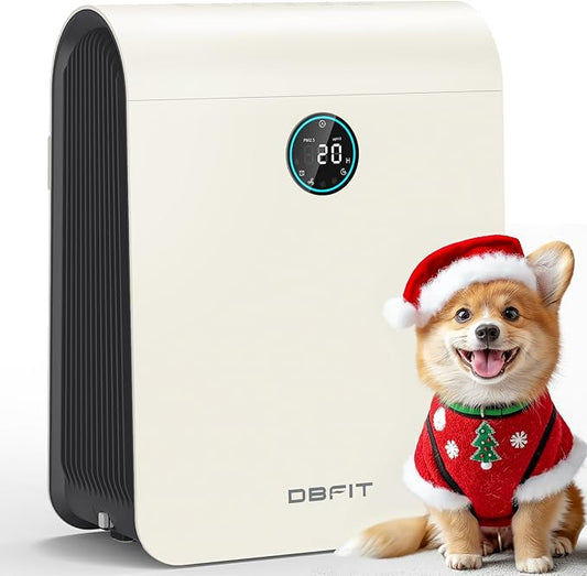 Air Purifiers for Home Large Room Up to 2590 ft² with PM 2.5 Display Air Quality Sensor, DBFIT H13 HEPA Air Purifier with Washable Filter, Auto Mode, Air Cleaner for Smoke Dust Pets Hair (Ivory White)