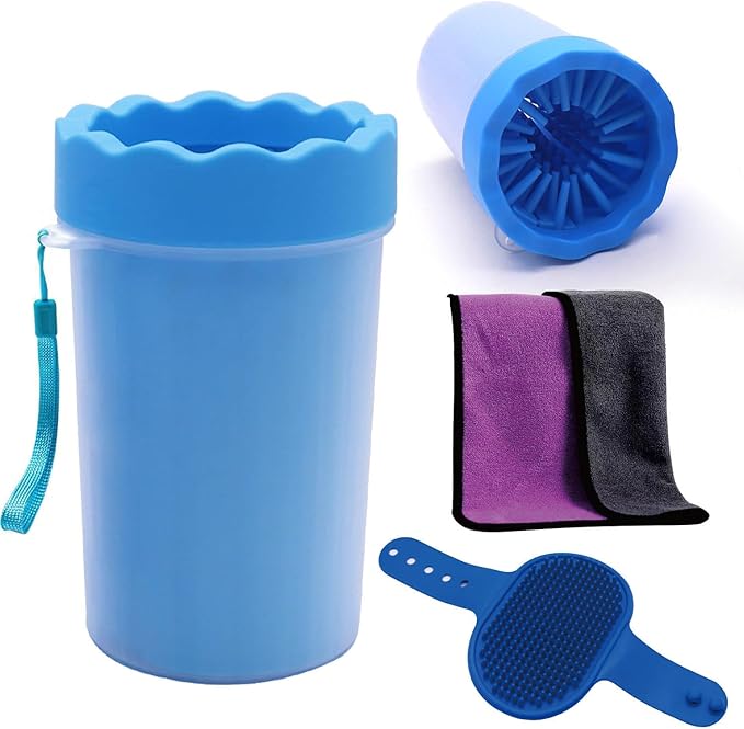 Dog Paw Cleaner,Paw Cleaner for Dog,Pets Foot wash Cup-Dog wash paw Cup-Pet Foot Cleaner for Small Medium Breed Dogs/Cats Pet Clean Paws Miracle Tool(with 1 Towel& 1Brush)