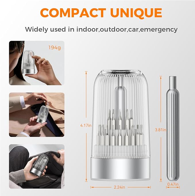 31 in 1 Precision Screwdriver Set, S2 Steel Magnetic Bits Mini Tool Kit with Transparent Case, Professional Repair Set for iPhone, Laptop, PC, Watch, Glasses & Electronics (Silver)