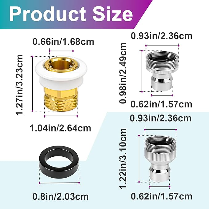 2 Pcs 10521 Dishwasher Snap Coupling Adapter, Compatible with Danco 10521, Brass 15/16"-27M or 55/64"-27F to 3/4" for Portable Washer & Sink Faucet