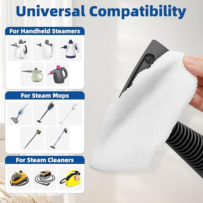 LOVECO 10 Pack Universal Microfiber Cloths for Handheld Steam Cleaner - Compatible with Bissell Steam Shot, Comforday, PurSteam, Wagner, etc - Reusable Washable Microfiber Rags