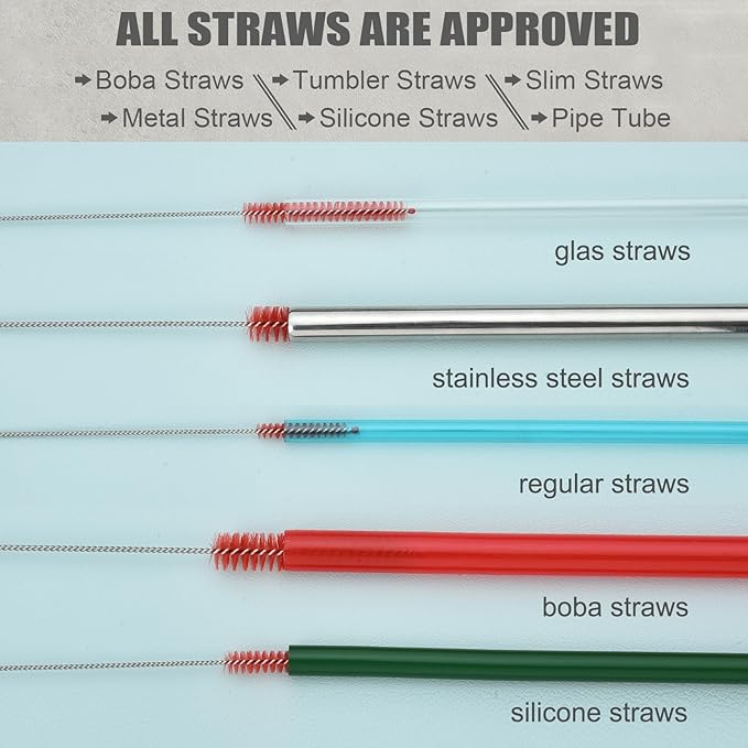 ALINK 8-Pack Red Bottle Brush Cleaner Set - Long Cleaning Brush for Narrow Neck Wine/Beer Bottles, Thermos, Hummingbird Feeder, Spout, Lids and Straws