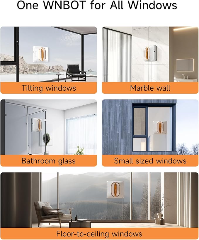 Window Cleaning Robot, Window Cleaner Robot with Dual Water Spray 6000Pa Suction Power Automatic Cleaning for High-Rise Windows and Glass Doors (4 Cleaning Modes)