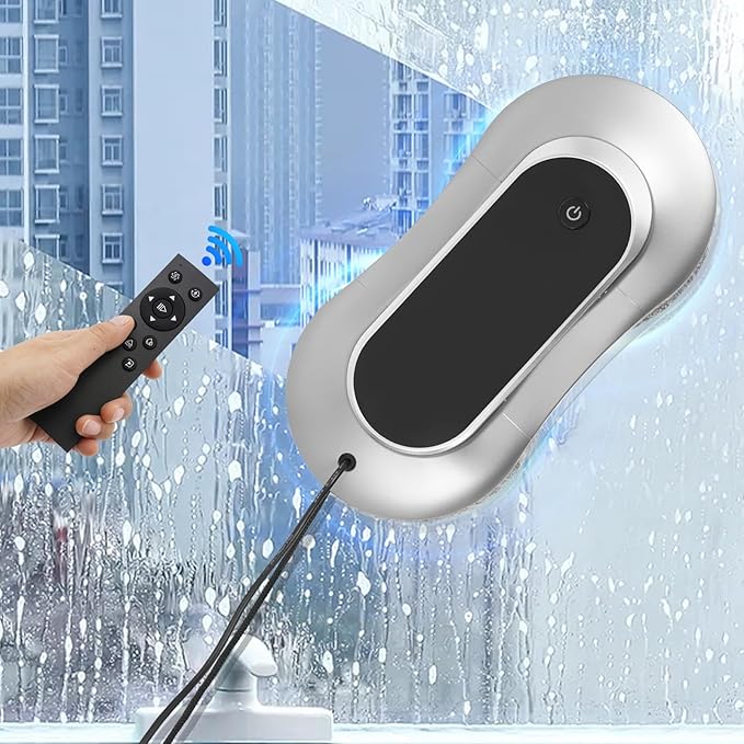Window Cleaning Robot with Remote Control, Robot Window Cleaner w/Double-Side Water Spray, Automatic Plan Path and Recognize Border, Smart Window Vacuum for Interior/Exterior Windows Tiles Glass Door