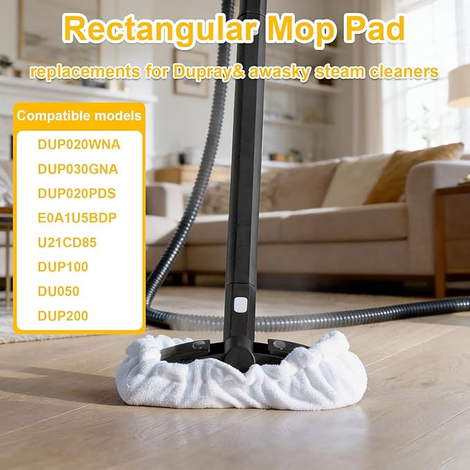 8 Pack Large Rectangle Bonnets Steam Mop Pads Compatible with Dupray Steam Cleaner & awasky Steam Cleaner etc, Reusable Washable Steam Cleaner Accessories for Multi-Surface