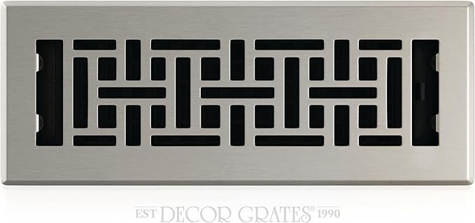 Decor Grates AJH310-NKL 3-Inch by 10-Inch Oriental Floor Register, Brushed Nickel