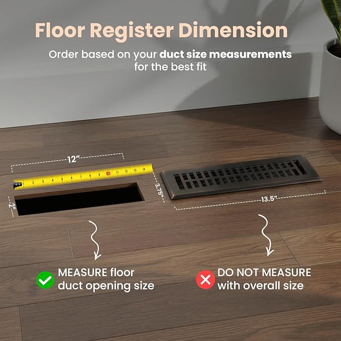 Empire Register Co, Decorative Air Vent Covers - 2x12 inch, Modern Contemporary Design, Oil Rubbed Bronze Finish, Heavy Duty Walkable Floor Register, Metal Damper Attached