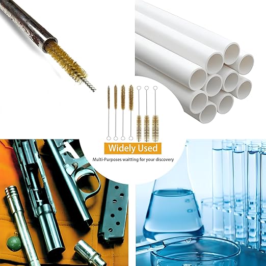 6pcs Brass Tube Pipe Cleaners Brush Set , Multi-Functional Bottle Brushes Long Brass Cleaning Wire Brushes for Cleaning Rust Set for Drill/Hand Descaling Rust Removal , 0.3"-1"