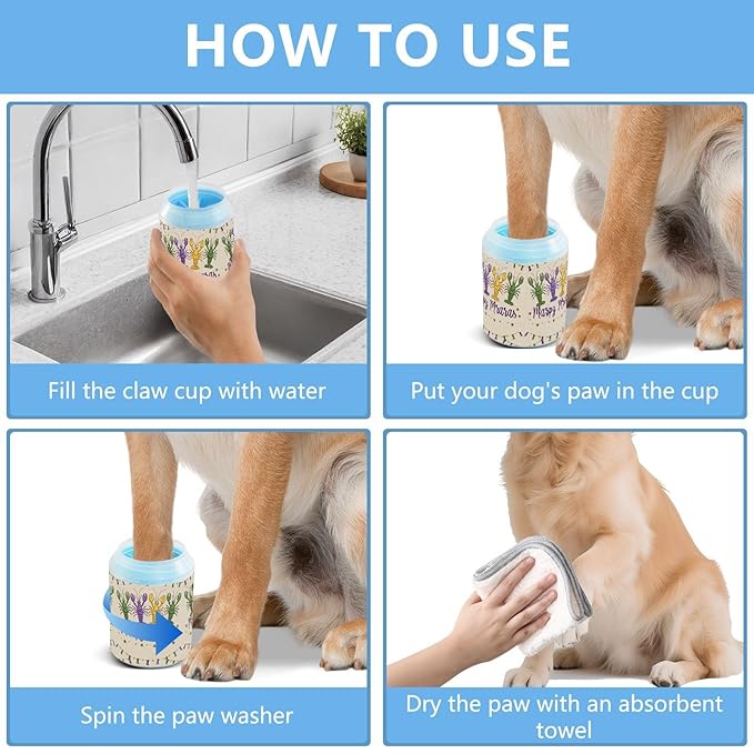 Dog Paw Cleaner Cups for Dogs Pets Foot Washer Paw Scrubber for Medium Small Cats Dogs Cute Cleaning Cup Cute Mardi Gras Crayfish