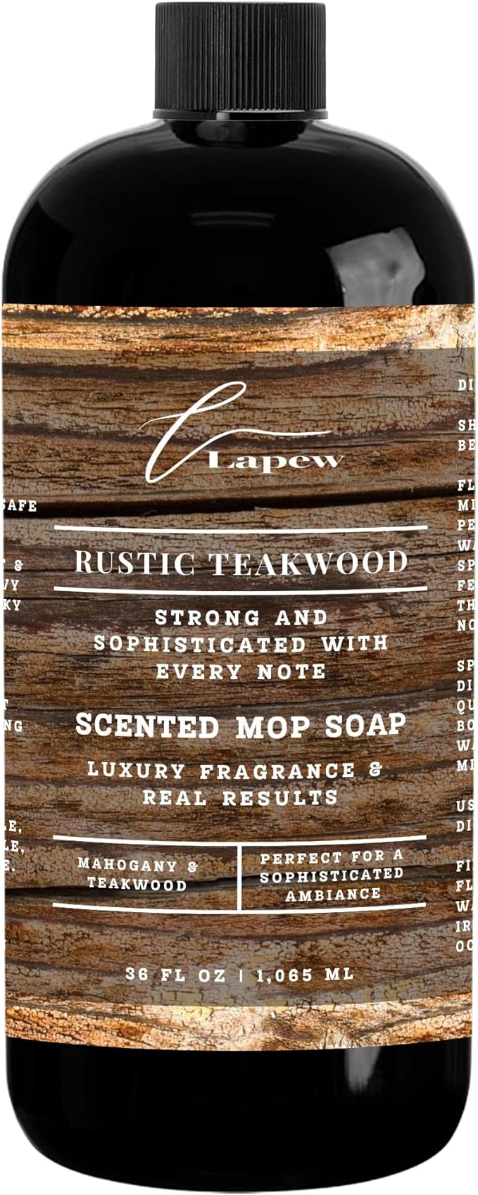 Luxury Floor Cleaner, Scented Mop Soap Concentrate | Hard Floor Cleaner for Tile, Vinyl, Laminate, LVP & Sealed Hardwood | Low-Foam, Streak-Free | 36 oz | Rustic Teakwood