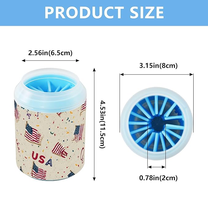 Dog Paw Cleaner Cups for Dogs Pet Foot Washer Paw Scrubber for Small Medium Large Dogs Cats Cleaning Cup Patriotic American Flags
