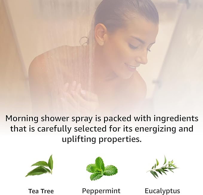 Energizing Shower & Pillow Spray Peppermint Eucalyptus Tea Tree Essential Oils Natural Fast Acting Aromatherapy Mist for Relaxation Calming Stress Clear Sinus Cooling Relief Luxury Self Care Gift
