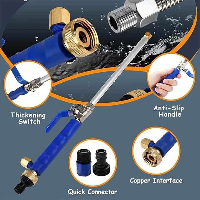 High Pressure Power Washer Wand,Watering Sprayer Cleaning Tool,Upgraded Hydro Jet Water Hose Nozzle with 2 Different Nozzles,Quick Connect FlexibleWand Lance for Gutter Patio Car Pet Window
