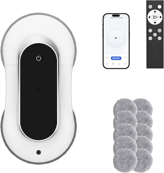 Automatic Window Cleaner Robot With Dual Water Spray,Smart Window Cleaning Washer Machine With 3000pa Suction&AI Path Planning,Perfect Windows Cleaning Robot For HighRise Windows, Tiles And Glass