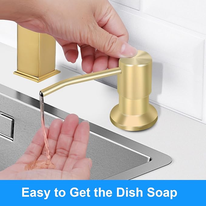 Soap Dispenser Kitchen Sink, Sink Soap Dispenser, 47" Extension Tube kit, Dish Soap Dispenser Pump, No Need More Refills (Gold)
