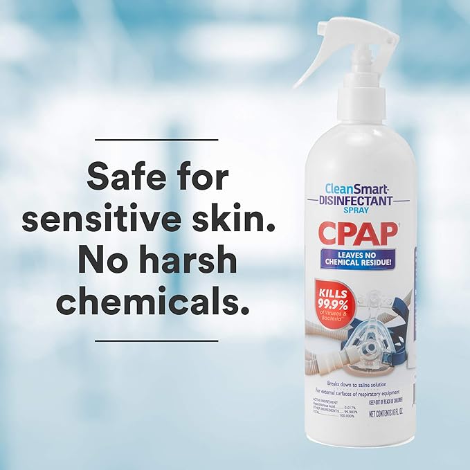 CleanSmart CPAP Disinfectant Spray To Go, Kills 99.9% of Bacteria and Viruses on CPAP Equipment, No Residue, 2 oz (Pack of 3)