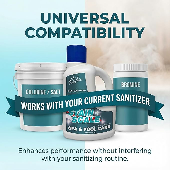 5-in-1 Stain & Scale Control – Hot Tub Chemicals for Spa & Pool, Stain and Scale Control for Hot Tub, Metal + Calcium Remover, Scale Inhibitor, Clarity Support, 3 Liter (101.5 fl oz) – BubbyShine